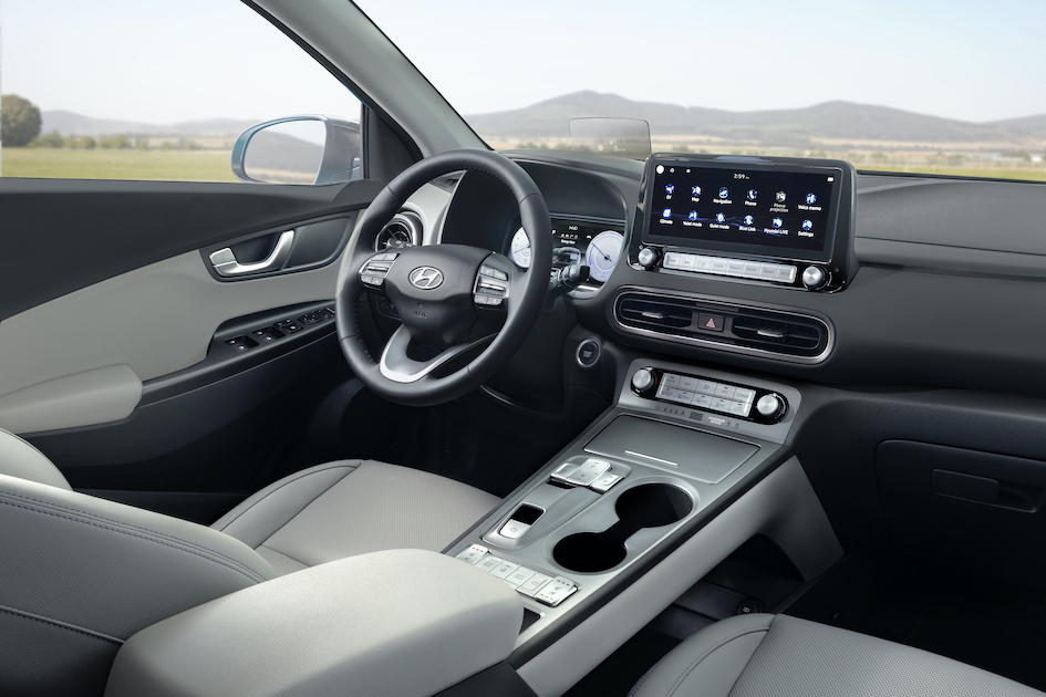Hyundai Kona Electric car interior dashboard and display
